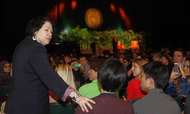 Sotomayor walked among students during the Q&A portion of the program, touching their shoulders and shaking their hands.