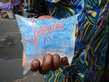 A typical package of sachet water, known on the street as “pure water.” 