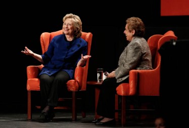 Clinton and Shalala on stage at the BankUnited Center, where the former secretary of state discussed everything from Syria and Venezuela to healthcare and the progress of women.